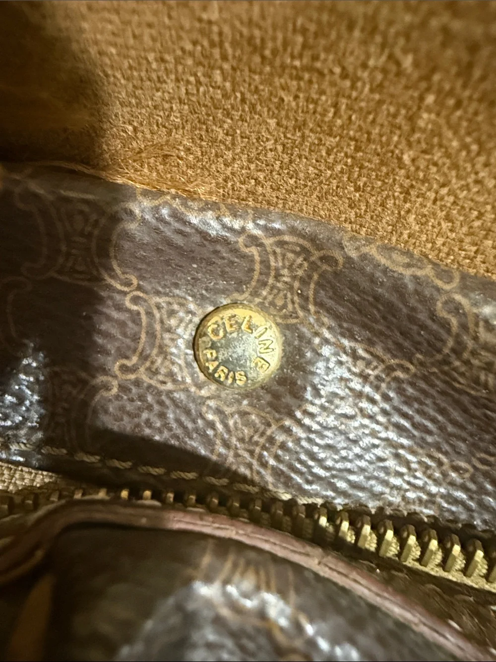 Vintage Celine Coated Canvas and Leather Bowling Bag authentic Celine monogram
